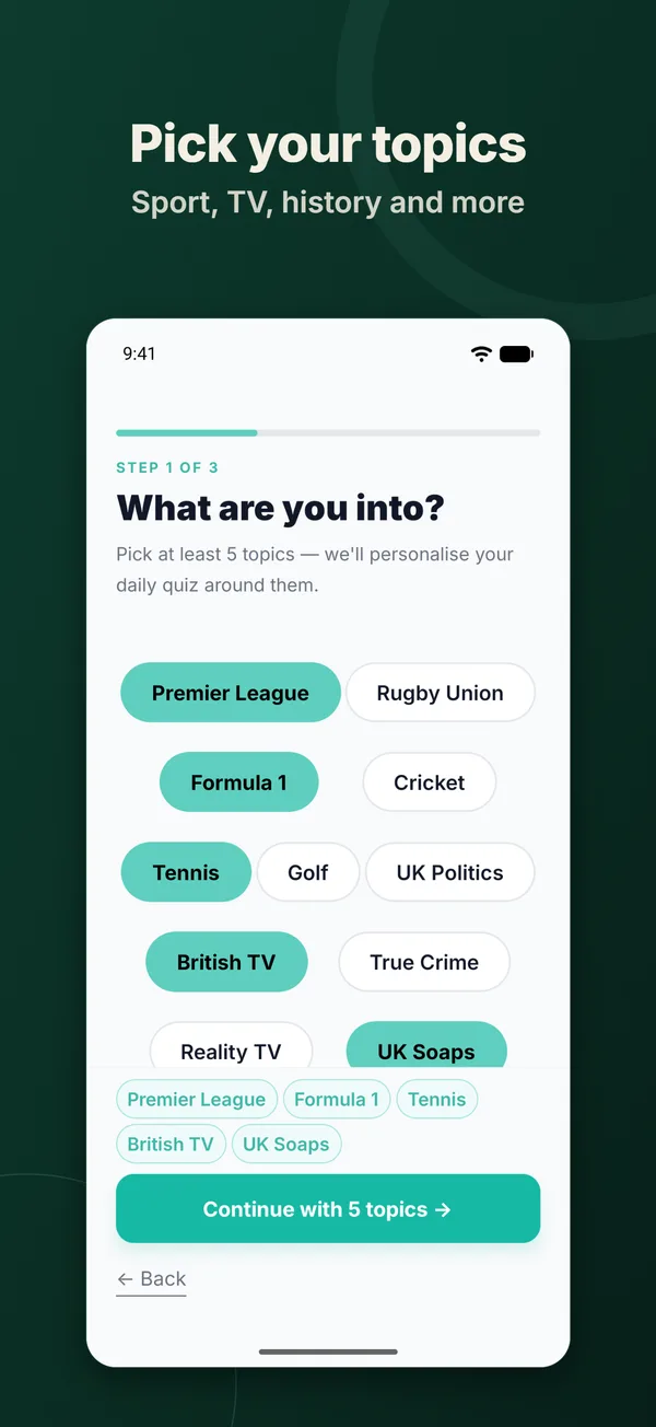 Picking topics in the Astuto app